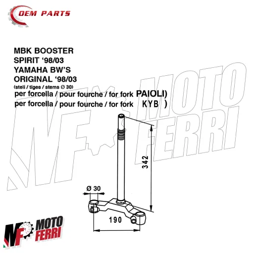 MF3349 Testa Croce Forcella MBK Booster Spirit / Yamaha BWS 50 dal 1999 al 2003