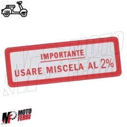 ADESIVO STICKER MISCELA 2% ROSSO PIAGGIO VESPA 50 SPECIAL 125 ET3 125 150 200 PX 2