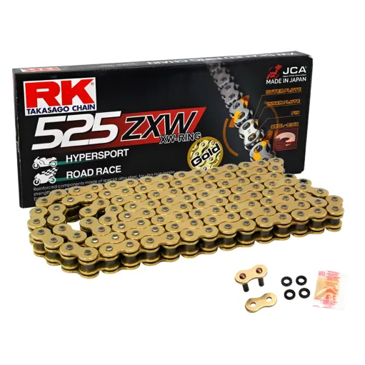 MF3381 Catena Trasmissione RK ZXW Passo 525 128 Maglie Oro Gold con XW-Ring