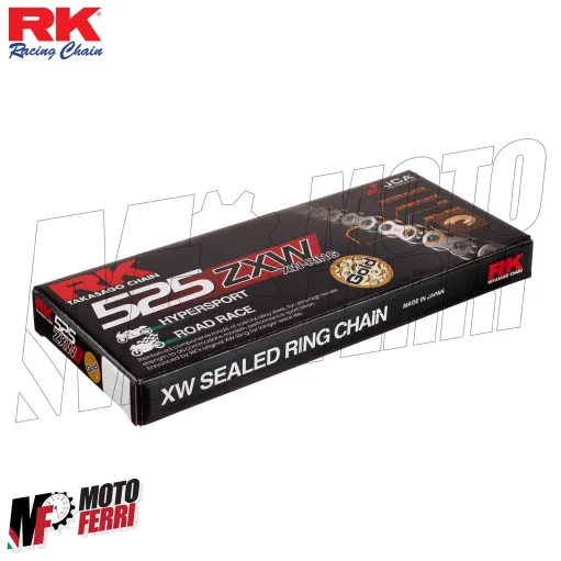 MF3381 Catena Trasmissione RK ZXW Passo 525 128 Maglie Oro Gold con XW-Ring