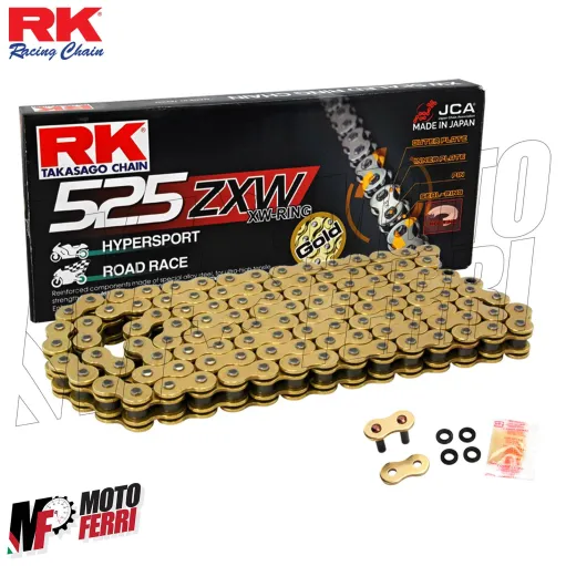 MF3381 Catena Trasmissione RK ZXW Passo 525 128 Maglie Oro Gold con XW-Ring