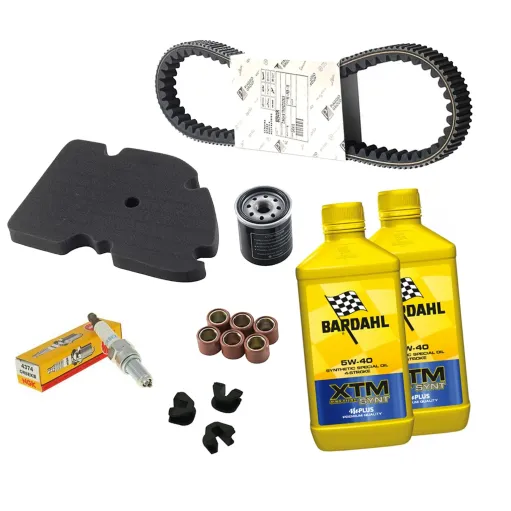 MF1949 KIT TAGLIANDO 2 OLIO FILTRO CINGHIA RULLI CANDELA VESPA GTS 300 SUPER