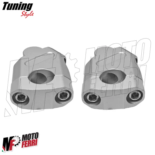 MF3444 Kit Riser 40mm Rialzo Manubrio 22mm Argento Alluminio CNC Universale Moto