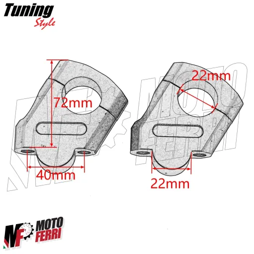 MF3444 Kit Riser 40mm Rialzo Manubrio 22mm Argento Alluminio CNC Universale Moto