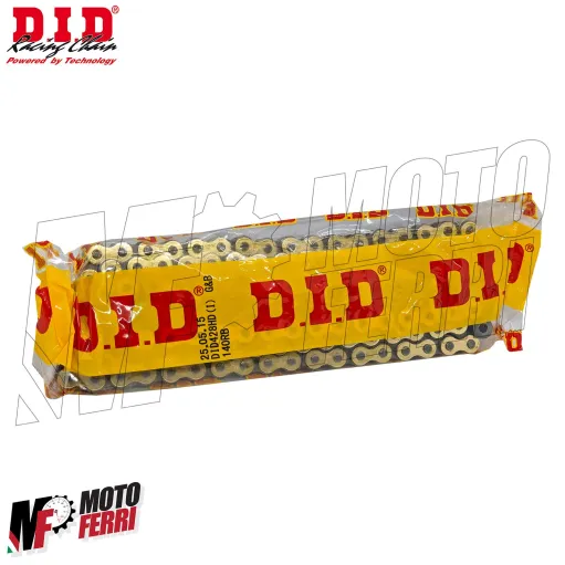 MF9312 Catena Trasmissione DID Passo 428 HD 140 Maglie Oro Nero a Clip RJ Moto