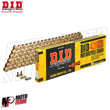 MF9312 Catena Trasmissione DID Passo 428 HD 140 Maglie Oro Nero a Clip RJ Moto