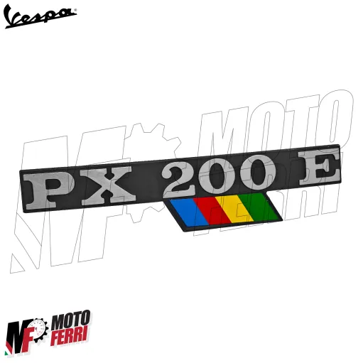 Targhetta Laterale Cofano Scritta Stemma Vespa PX 200 E ARCOBALENO PX200E