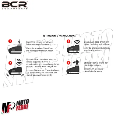 MF9332 Bloccadisco Blocca Disco Sonoro BCR Nero 10 mm + Cavo Moto Scooter