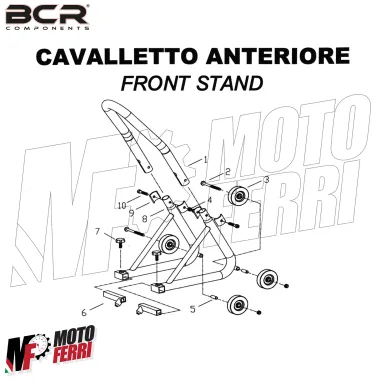 MF4795 Coppia Cavalletti Moto Alzamoto Anteriore Cono Posteriore a Forchetta BCR