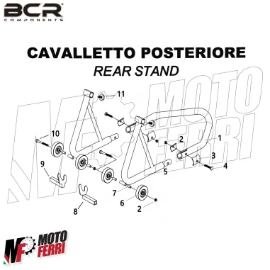 MF4795 Coppia Cavalletti Moto Alzamoto Anteriore Cono Posteriore a Forchetta BCR