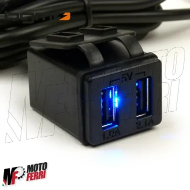 MF2038 CARICATORE 2 USB 2.1A 1.0A 12V IMPERMEABILE UNIVERSALE SCOOTER MOTO