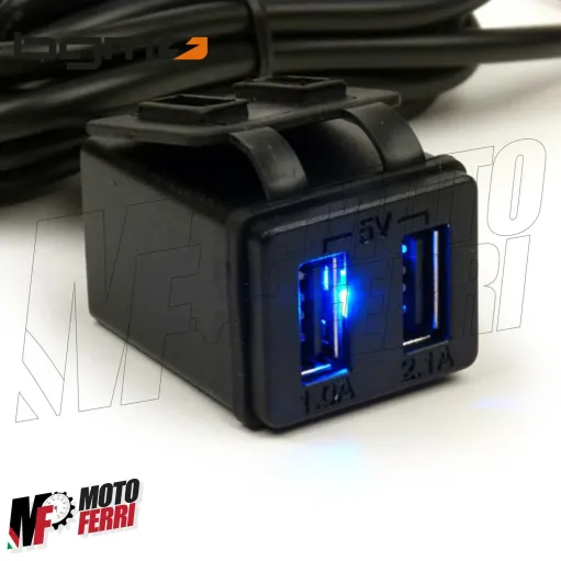 MF2038 CARICATORE 2 USB 2.1A 1.0A 12V IMPERMEABILE UNIVERSALE SCOOTER MOTO