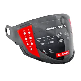 MF7823 Visiera Casco Nera Fume' Scuro Originale LS2 Airflow II 2 OF616