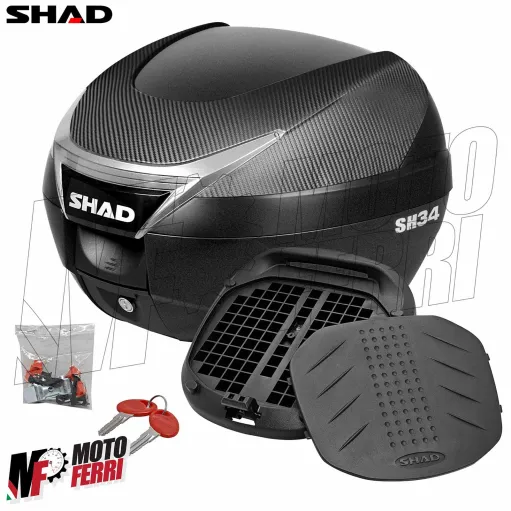MF9602 Bauletto SHAD SH 34 Litri Carbon Look con Piastra Universale Moto SH34