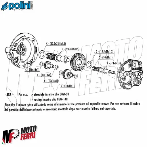 MF3031 Carter Ingranaggi Polini Piaggio Si Ciao Bravo Boss 50 con Variatore