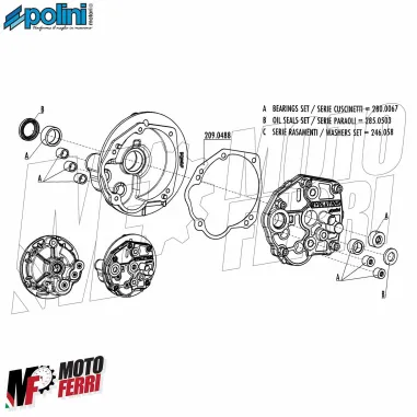 MF3031 Carter Ingranaggi Polini Piaggio Si Ciao Bravo Boss 50 con Variatore