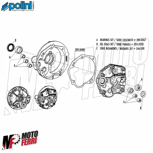 MF3031 Carter Ingranaggi Polini Piaggio Si Ciao Bravo Boss 50 con Variatore