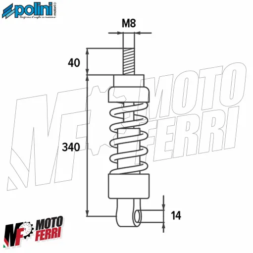 MF3260 Ammortizzatori Posteriori Polini Vespa GT 125 200 250 GTS IE SUPER SPORT