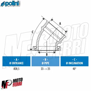 MF0476 Collettore Aspirazione Polini CP 19 21 24 Orizzontale Minarelli Yamaha