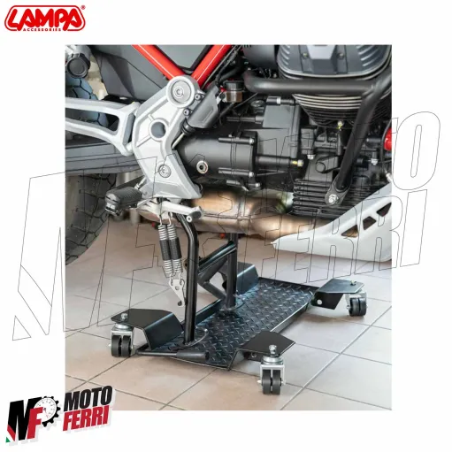 MF9650 Carrello Sposta Moto Scooter Cavalletto Centrale 8 Ruote Universale Nero