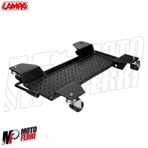 MF9650 Carrello Sposta Moto Scooter Cavalletto Centrale 8 Ruote Universale Nero