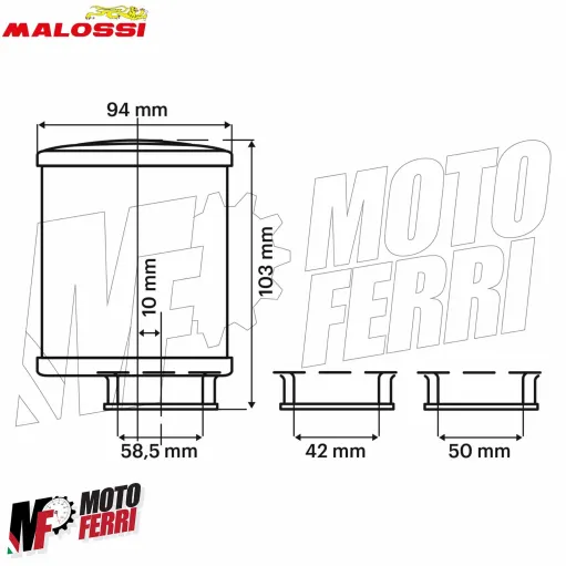 MF5001 Filtro aria Malossi E13 Dm 42 50 60 per PHBH PWK 24 / 34 VHSB 34 VHSH 30