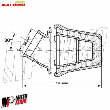 MF9673 Filtro Aria Malossi E5 DM 38 per Carburatori PHVA PHBN 12 14 16 17,5