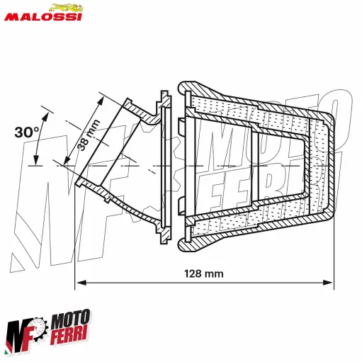 MF9673 Filtro Aria Malossi E5 DM 38 per Carburatori PHVA PHBN 12 14 16 17,5