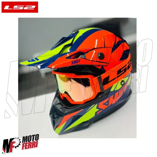 MF2509 Mascherina Occhiali Casco Moto Cross Enduro OffRoad LS2 Lente Specchiata