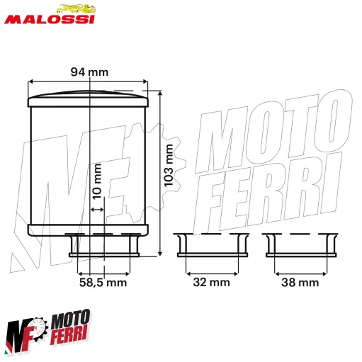 MF2586 Filtro Aria Malossi Carburatore Dellorto PHBG 15 19 21 E13 DM 32 / 38