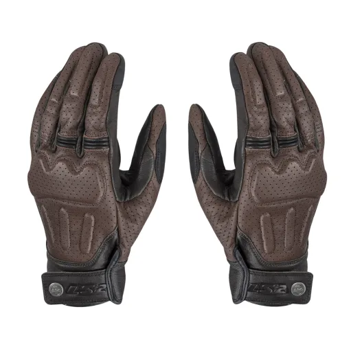 MF9676 Guanti Moto LS2 RUST VINTAGE in Pelle Marrone con Protezioni Universale