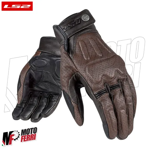 MF9676 Guanti Moto LS2 RUST VINTAGE in Pelle Marrone con Protezioni Universale