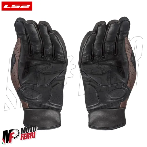 MF9676 Guanti Moto LS2 RUST VINTAGE in Pelle Marrone con Protezioni Universale