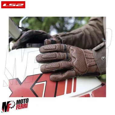 MF9676 Guanti Moto LS2 RUST VINTAGE in Pelle Marrone con Protezioni Universale