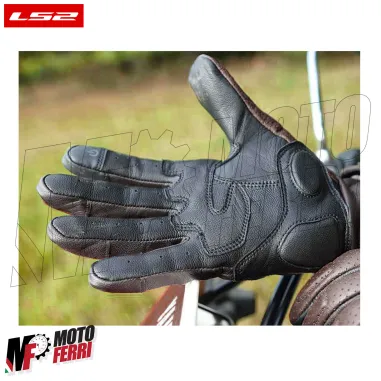 MF9676 Guanti Moto LS2 RUST VINTAGE in Pelle Marrone con Protezioni Universale