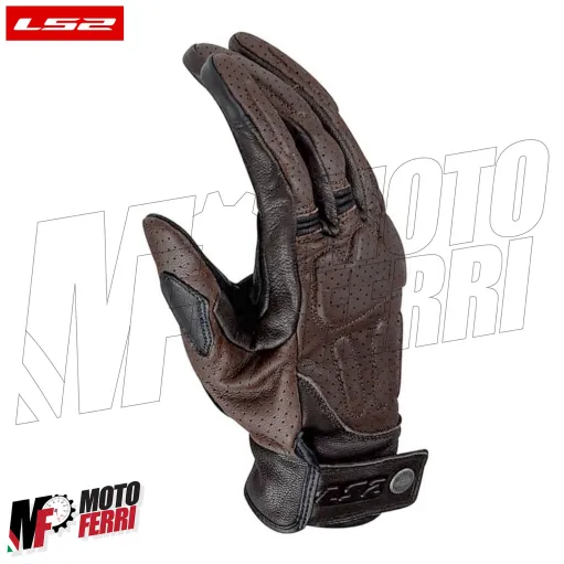 MF9676 Guanti Moto LS2 RUST VINTAGE in Pelle Marrone con Protezioni Universale