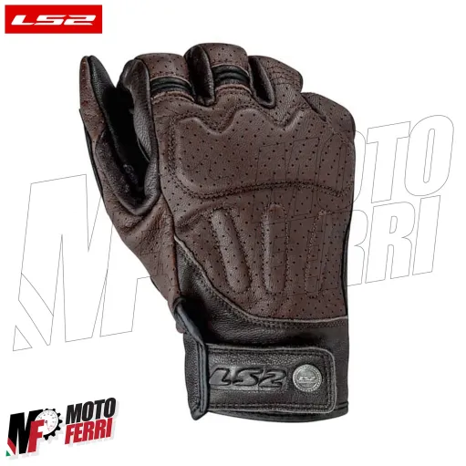 MF9676 Guanti Moto LS2 RUST VINTAGE in Pelle Marrone con Protezioni Universale