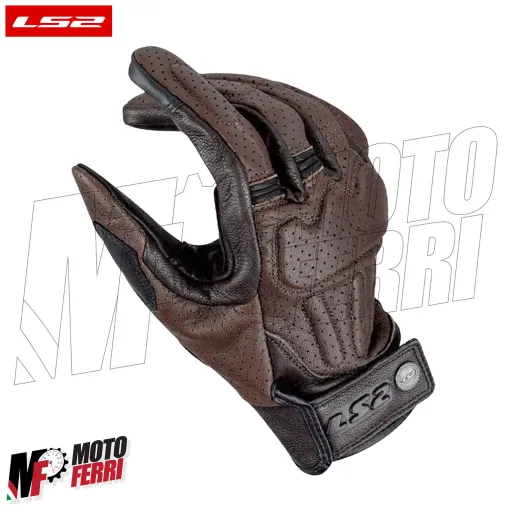 MF9676 Guanti Moto LS2 RUST VINTAGE in Pelle Marrone con Protezioni Universale