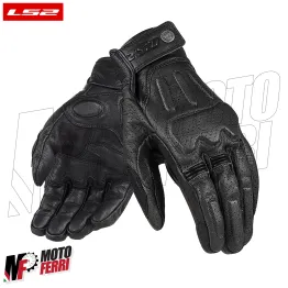 MF9676 Guanti Moto LS2 RUST VINTAGE in Pelle Nero con Protezioni Universale 2