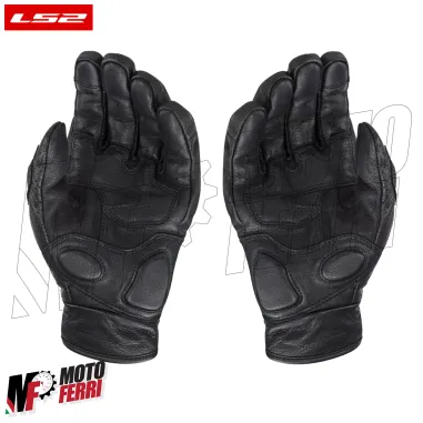 MF9676 Guanti Moto LS2 RUST VINTAGE in Pelle Nero con Protezioni Universale