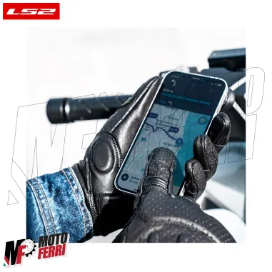 MF9676 Guanti Moto LS2 RUST VINTAGE in Pelle Nero con Protezioni Universale
