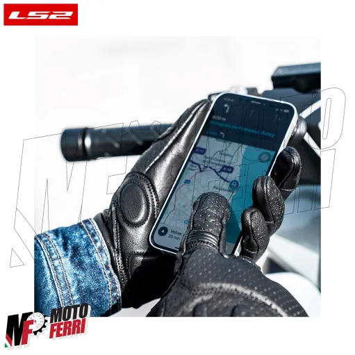 MF9676 Guanti Moto LS2 RUST VINTAGE in Pelle Nero con Protezioni Universale