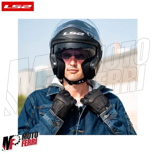 MF9676 Guanti Moto LS2 RUST VINTAGE in Pelle Nero con Protezioni Universale