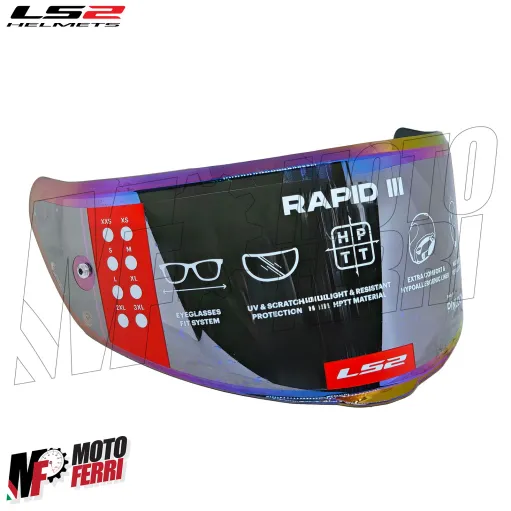 MF9677 Visiera Casco Arcobaleno Iridium Originale LS2 Rapid III FF820