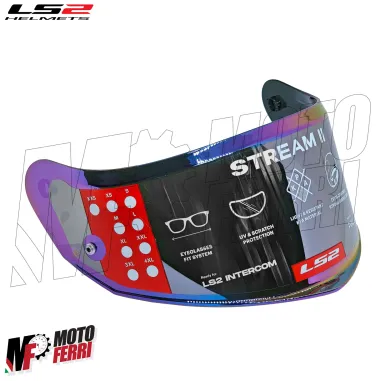MF9680 Visiera Casco Arcobaleno Rainbow Originale LS2 Stream II FF808