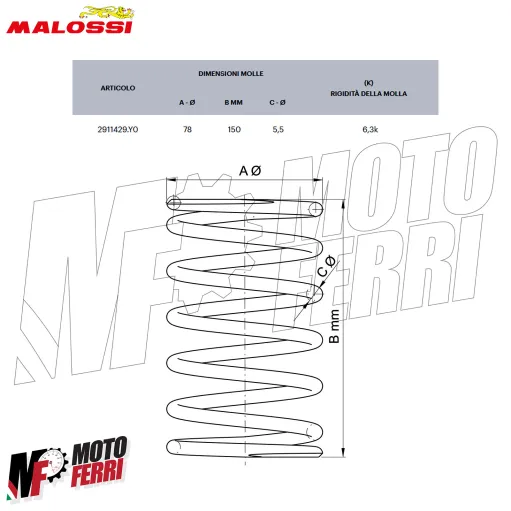 MF0380 Molla Contrasto Variatore Malossi Gialla Suzuki Burgman AN 400 1998/2009