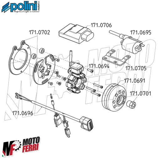 MF9684 Accensione Elettronica Polini For Race con LUCI Aprilia SR 50 2T Piaggio