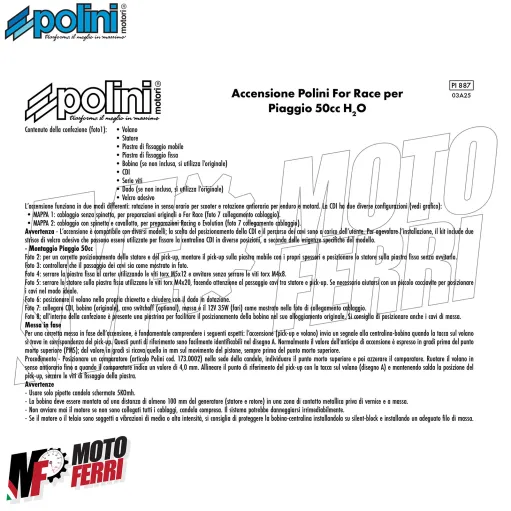 MF9684 Accensione Elettronica Polini For Race con LUCI Aprilia SR 50 2T Piaggio