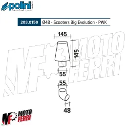 MF9690 Filtro Aria AIR BOX Polini Big Evo 48 Yamaha Aerox JOG RR 50 2T LC H20 2
