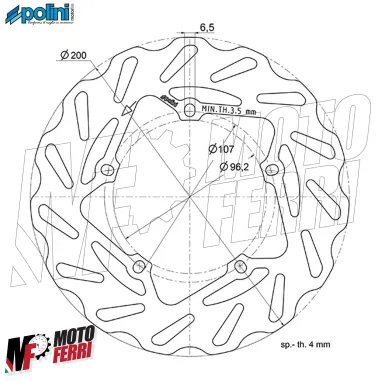 MF9698 Disco Freno Anteriore Polini Piaggio Hexagon LX LXT 125 180 2T
